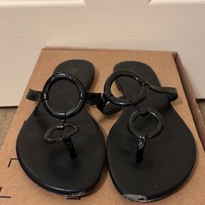 Michael Kors Black Claudia patent black leather (upper) Sandals